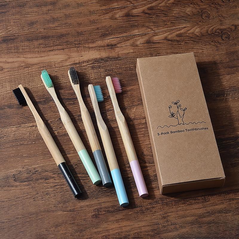 5 pack Adult Bamboo Toothbrushes