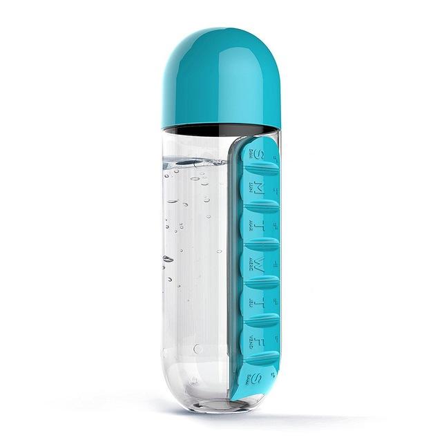 Water Bottle With Daily Pill Box