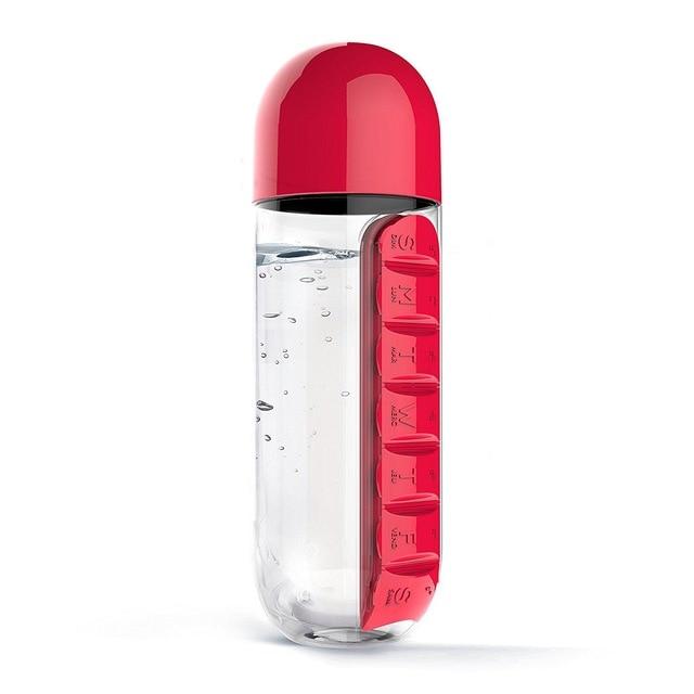 Water Bottle With Daily Pill Box